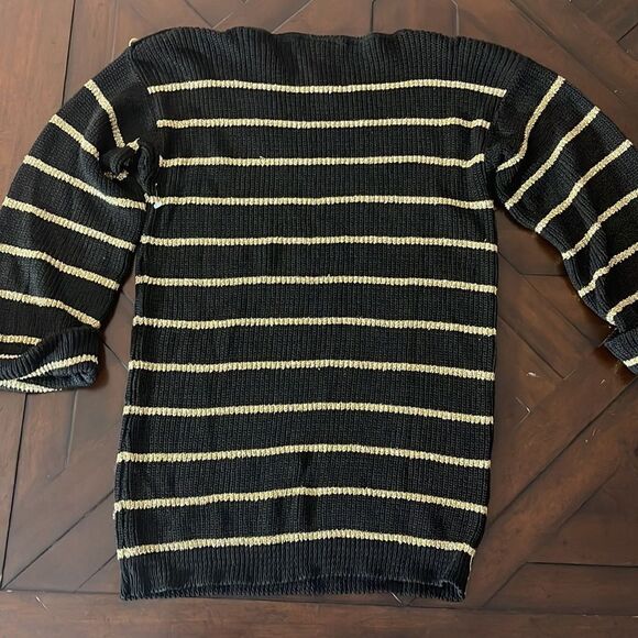 Vintage Diane Von Furstenberg black metallic gold sweater - Picture 10 of 11